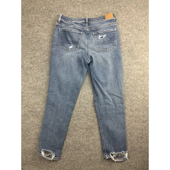 376 American Eagle Tomgirl Jeans Women's 4 Destroyed Blue Denim Button Fly Mid - Picture 8 of 10